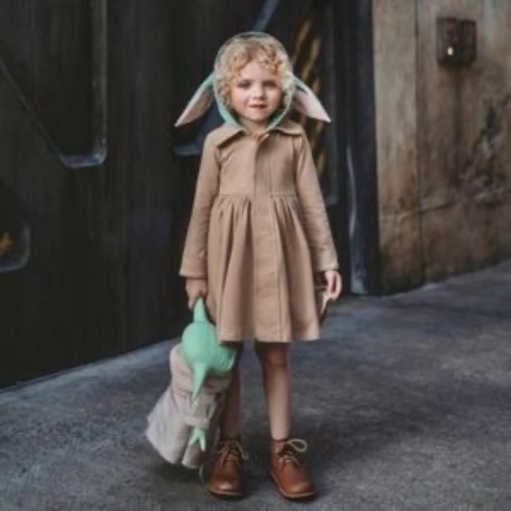 Only Little Once OLO Alien Twirl Dress (EUC) Sz 4 - Grogu Baby Yoda Star Wars